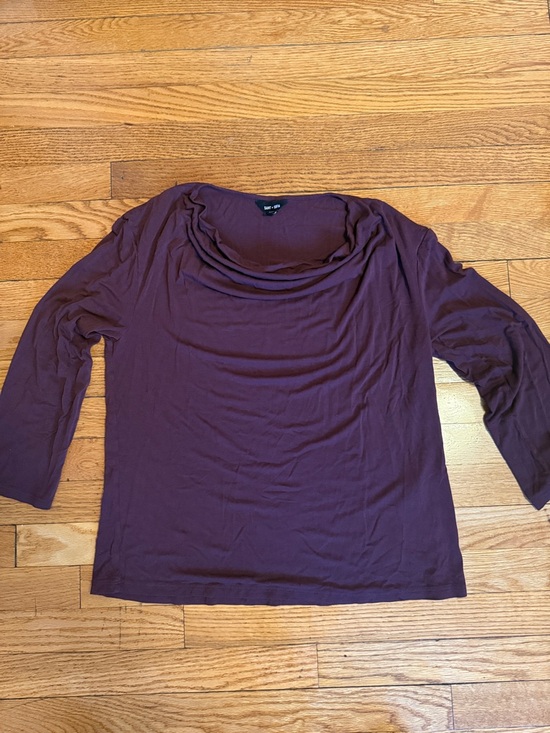Saint + Sofia Tops - Draped Neck Long-Sleeve Top in Deep Plum